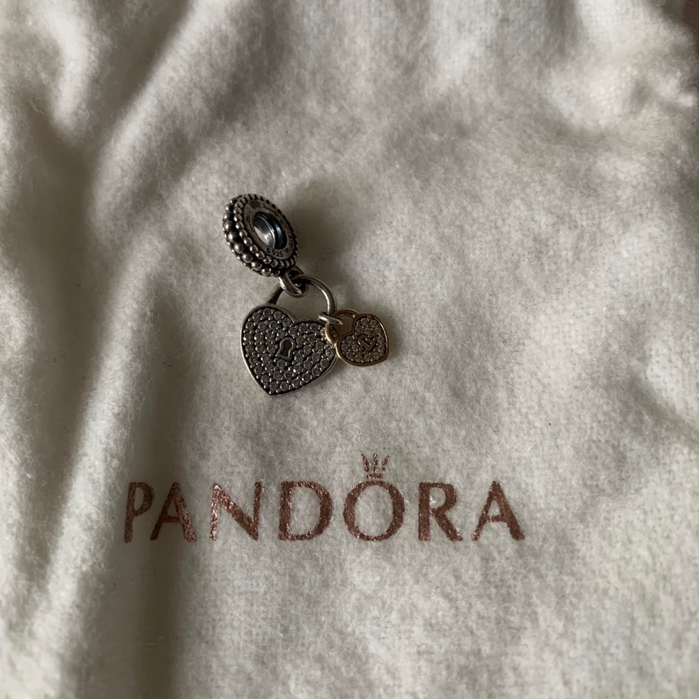Pandora Pavé Heart Padlocks Dangle Charm